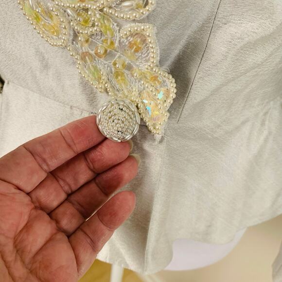 Vintage Ursula Sz 8 Beaded Formal Sequin Top Elegant Art Design Silver Sparkly - Picture 6 of 10